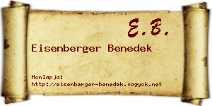 Eisenberger Benedek névjegykártya